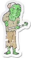 adesivo in difficoltà di uno zombi cartone animato vettore
