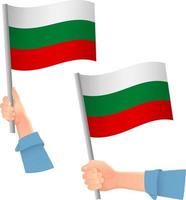 icona della bandiera della Bulgaria in mano vettore