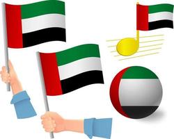 insieme dell'icona della bandiera degli emirati arabi uniti vettore