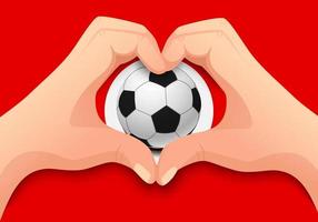 tunisia pallone da calcio e mano a forma di cuore vettore