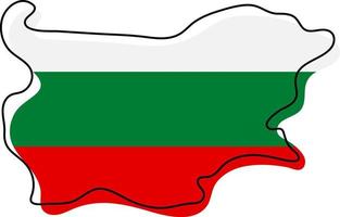 mappa stilizzata della Bulgaria con l'icona della bandiera nazionale. mappa a colori della bandiera dell'illustrazione vettoriale della bulgaria.