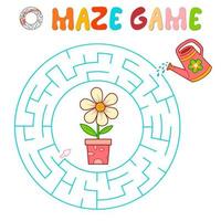 gioco di puzzle labirinto per bambini. labirinto circolare o gioco a labirinto con fiori. vettore