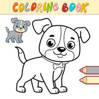 libro da colorare o pagina per bambini. cane in bianco e nero vettore