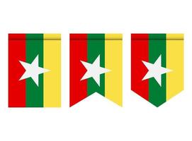 bandiera del Myanmar o gagliardetto isolato su priorità bassa bianca. icona della bandiera del gagliardetto. vettore