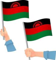 icona della bandiera del Malawi in mano vettore