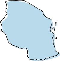 mappa stilizzata semplice dell'icona della tanzania. blu schizzo mappa della tanzania illustrazione vettoriale