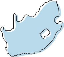 mappa stilizzata semplice dell'icona del sud africa. mappa di schizzo blu dell'illustrazione vettoriale del sud africa