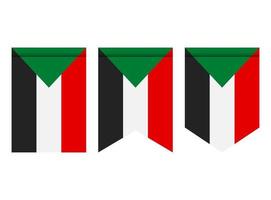 bandiera del sudan o gagliardetto isolato su sfondo bianco. icona della bandiera del gagliardetto. vettore