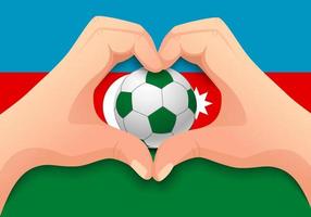 azerbaijan pallone da calcio e mano a forma di cuore vettore