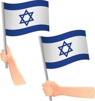 icona della bandiera israeliana in mano vettore