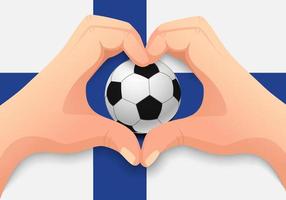 finlandia pallone da calcio e mano a forma di cuore vettore
