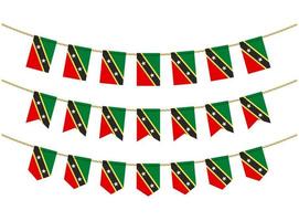 Saint Kitts e Nevis bandiera sulle corde su sfondo bianco. set di bandiere di stamina patriottiche. decorazione bunting di saint kitts e bandiera di nevis vettore