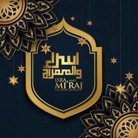 al-isra wal mi'raj. tradurre il viaggio notturno dell'illustrazione vettoriale del profeta Maometto per i modelli di biglietti di auguri