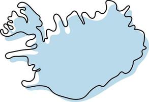 mappa stilizzata semplice dell'icona dell'Islanda. mappa di schizzo blu dell'illustrazione vettoriale dell'Islanda