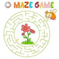 gioco di puzzle labirinto per bambini. labirinto circolare o gioco del labirinto con l'ape. vettore