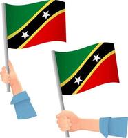 Saint Kitts e Nevis bandiera in mano icona vettore