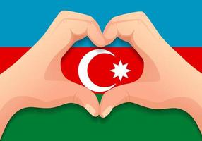 bandiera dell'azerbaigian e mano a forma di cuore vettore