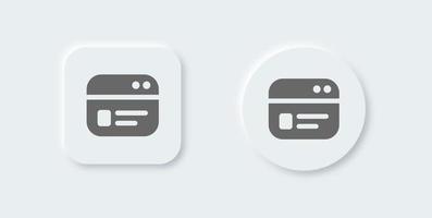 icona solida del browser in stile neomorfo. simbolo di vettore della pagina web per l'interfaccia del sito web.