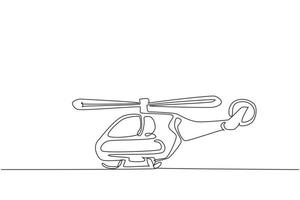 elicottero giocattolo con disegno a linea continua. giocattoli per bambini, veicoli aerei. elicottero volante, per il trasporto. trasporto per il volo in aria. illustrazione grafica vettoriale di disegno a linea singola