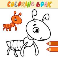 libro da colorare o pagina per bambini. formica vettore in bianco e nero