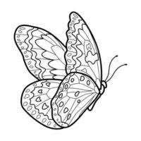 libro da colorare o pagina per bambini. vettore di farfalla in bianco e nero