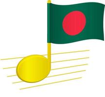 bandiera del bangladesh e nota musicale vettore