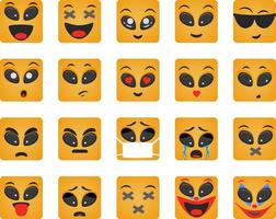 set quadrato di emoticon vettore