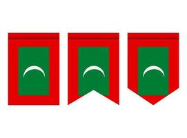 bandiera maldive o gagliardetto isolato su sfondo bianco. icona della bandiera del gagliardetto. vettore