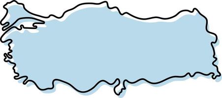 mappa stilizzata semplice dell'icona della Turchia. mappa di schizzo blu dell'illustrazione vettoriale della Turchia