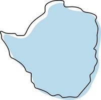 mappa stilizzata semplice dell'icona dello zimbabwe. mappa di schizzo blu dell'illustrazione vettoriale dello zimbabwe