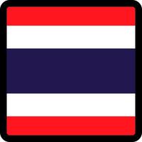 bandiera della thailandia a forma di quadrato con contorno contrastante, segno di comunicazione sui social media, patriottismo, un pulsante per cambiare la lingua sul sito, un'icona. vettore