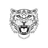 illustrazione di doodle di tigre in bianco e nero per design di t-shirt poster tatuaggio adesivo ecc vettore