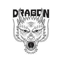 illustrazione di doodle del drago in bianco e nero per il design della maglietta del poster del tatuaggio adesivo ecc vettore