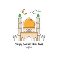 felice anno nuovo islamico hijri monoline o illustrazione vettoriale in stile line art