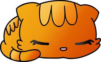 gattino addormentato carino kawaii cartone animato sfumato vettore