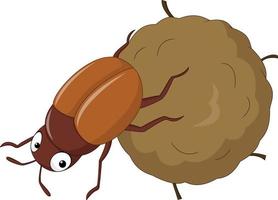 scarabeo stercorario con una grande palla di cacca cartone animato vettore