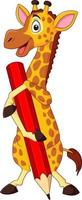 matita della holding della giraffa del fumetto vettore