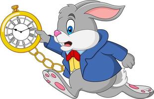orologio della holding del coniglio del fumetto vettore