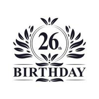 Logo di compleanno di 26 anni, celebrazione del 26° compleanno. vettore