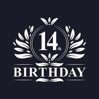 14 anni di logo di compleanno, celebrazione del 14° compleanno. vettore