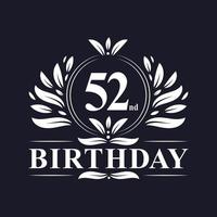 Logo di compleanno di 52 anni, celebrazione del 52esimo compleanno. vettore