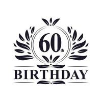 Logo del 60° compleanno, festa di compleanno di 60 anni. vettore