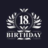 Logo del 18° compleanno, festa di compleanno di 18 anni. vettore