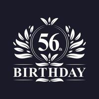 Logo di compleanno di 56 anni, celebrazione del 56° compleanno. vettore