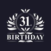 Logo del 31° compleanno, festa di compleanno di 31 anni. vettore