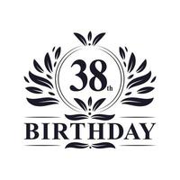 Logo di compleanno di 38 anni, celebrazione del 38° compleanno. vettore