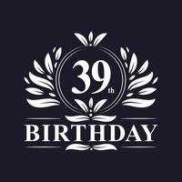 39° compleanno logo, 39 anni di festa di compleanno. vettore