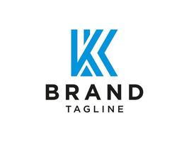lettera iniziale k logo. stile di calligrafia di forma blu isolato su priorità bassa bianca. utilizzabile per loghi aziendali e di branding. elemento del modello di progettazione logo vettoriale piatto.