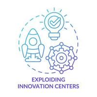 icona del concetto di gradiente blu dei centri di innovazione che esplode. startup tecnologiche. tendenze nell'illustrazione della linea sottile dell'idea astratta di impresa. disegno di contorno isolato. vettore
