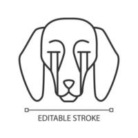 beagle simpatico personaggio lineare kawaii. icona della linea sottile. cane con muso sofferente. triste cagnolino domestico. animale che piange ad alta voce con le lacrime. illustrazione di contorno isolata vettoriale. tratto modificabile vettore